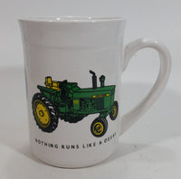 Gibson John Deere Tractors "Nothing Runs Like A Deere" 4 3/4" White Ceramic Coffee Mug Farming Collectible