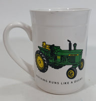 Gibson John Deere Tractors "Nothing Runs Like A Deere" 4 3/4" White Ceramic Coffee Mug Farming Collectible