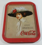 Vintage 1971 Coca-Cola "Drink" "Delicious" Hamilton King 1909 Pinup Girl Red Metal Beverage Serving Tray Coke Cola Soda Pop Collectible