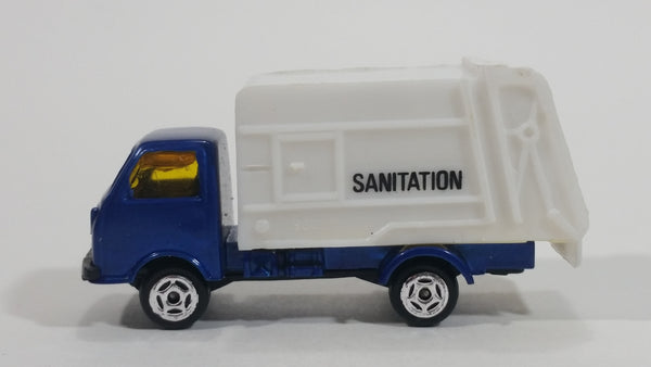 Unknown Brand Sanitation Garbage Dump Truck Blue White Die Cast Toy Car Vehicle