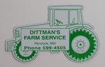 Dittman's Farm Service Pennock, Minnesota Green and White Farm Tractor Shaped Magnet