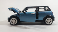 Sunnyside Superior SS 2001 Mini Cooper 1/24 Scale #6711 Blue Union Jack Flag Die Cast Friction Motorized Pullback Toy Car Vehicle with Opening Hood and Doors