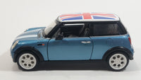 Sunnyside Superior SS 2001 Mini Cooper 1/24 Scale #6711 Blue Union Jack Flag Die Cast Friction Motorized Pullback Toy Car Vehicle with Opening Hood and Doors