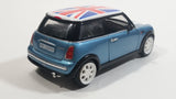 Sunnyside Superior SS 2001 Mini Cooper 1/24 Scale #6711 Blue Union Jack Flag Die Cast Friction Motorized Pullback Toy Car Vehicle with Opening Hood and Doors