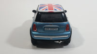 Sunnyside Superior SS 2001 Mini Cooper 1/24 Scale #6711 Blue Union Jack Flag Die Cast Friction Motorized Pullback Toy Car Vehicle with Opening Hood and Doors