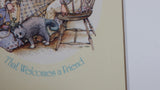 Vintage Holly Hobbie "Happy is the Home That Welcomes a Friend" 5 7/8" x 7 1/2" Wall Plaque or Shelf Plaque