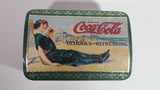 Drink Coca-Cola Delicious and Refreshing Girl on the Beach Green Hinged Tin Container Soda Pop Collectible