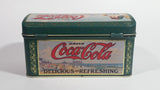 Drink Coca-Cola Delicious and Refreshing Girl on the Beach Green Hinged Tin Container Soda Pop Collectible