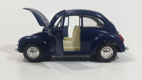 Rare Volkswagen Beetle Dark Blue 1/43 Scale Pull Back Motorized Friction Toy Car Vehicle with Opening Hood and Doors