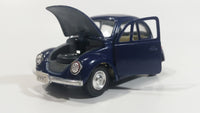 Rare Volkswagen Beetle Dark Blue 1/43 Scale Pull Back Motorized Friction Toy Car Vehicle with Opening Hood and Doors