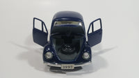 Rare Volkswagen Beetle Dark Blue 1/43 Scale Pull Back Motorized Friction Toy Car Vehicle with Opening Hood and Doors