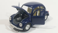 Rare Volkswagen Beetle Dark Blue 1/43 Scale Pull Back Motorized Friction Toy Car Vehicle with Opening Hood and Doors