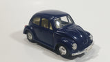 Rare Volkswagen Beetle Dark Blue 1/43 Scale Pull Back Motorized Friction Toy Car Vehicle with Opening Hood and Doors