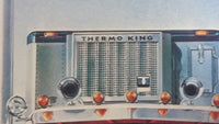 1979 Peterbilt Semi Truck with Thermoking Refrigerator Trailer 7 1/2" x 9 3/4" Print in Red Frame