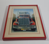 1979 Peterbilt Semi Truck with Thermoking Refrigerator Trailer 7 1/2" x 9 3/4" Print in Red Frame