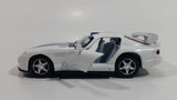 2010 Kinsmart Dodge Viper GTS R White with Blue Stripes Motorized Friction Pullback Die Cast Toy Luxury Sports Car Vehicle with Opening Doors KT 5039 1/36 Scale