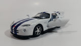 2010 Kinsmart Dodge Viper GTS R White with Blue Stripes Motorized Friction Pullback Die Cast Toy Luxury Sports Car Vehicle with Opening Doors KT 5039 1/36 Scale