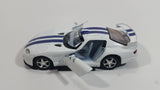 2010 Kinsmart Dodge Viper GTS R White with Blue Stripes Motorized Friction Pullback Die Cast Toy Luxury Sports Car Vehicle with Opening Doors KT 5039 1/36 Scale