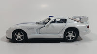 2010 Kinsmart Dodge Viper GTS R White with Blue Stripes Motorized Friction Pullback Die Cast Toy Luxury Sports Car Vehicle with Opening Doors KT 5039 1/36 Scale