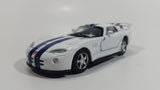 2010 Kinsmart Dodge Viper GTS R White with Blue Stripes Motorized Friction Pullback Die Cast Toy Luxury Sports Car Vehicle with Opening Doors KT 5039 1/36 Scale