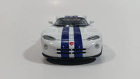 2010 Kinsmart Dodge Viper GTS R White with Blue Stripes Motorized Friction Pullback Die Cast Toy Luxury Sports Car Vehicle with Opening Doors KT 5039 1/36 Scale