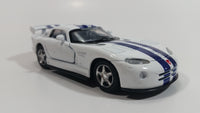 2010 Kinsmart Dodge Viper GTS R White with Blue Stripes Motorized Friction Pullback Die Cast Toy Luxury Sports Car Vehicle with Opening Doors KT 5039 1/36 Scale