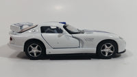 2010 Kinsmart Dodge Viper GTS R White with Blue Stripes Motorized Friction Pullback Die Cast Toy Luxury Sports Car Vehicle with Opening Doors KT 5039 1/36 Scale