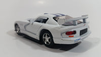 2010 Kinsmart Dodge Viper GTS R White with Blue Stripes Motorized Friction Pullback Die Cast Toy Luxury Sports Car Vehicle with Opening Doors KT 5039 1/36 Scale