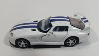 2010 Kinsmart Dodge Viper GTS R White with Blue Stripes Motorized Friction Pullback Die Cast Toy Luxury Sports Car Vehicle with Opening Doors KT 5039 1/36 Scale