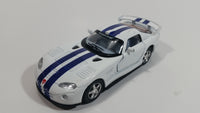 2010 Kinsmart Dodge Viper GTS R White with Blue Stripes Motorized Friction Pullback Die Cast Toy Luxury Sports Car Vehicle with Opening Doors KT 5039 1/36 Scale