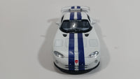 2010 Kinsmart Dodge Viper GTS R White with Blue Stripes Motorized Friction Pullback Die Cast Toy Luxury Sports Car Vehicle with Opening Doors KT 5039 1/36 Scale