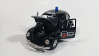 Sunnyside Superior Volkswagen Beetle Bug Police Highway Patrol SS5702 Black 1/43 Scale Pull Back Motorized Friction Toy Car Vehicle with Opening Hood and Doors