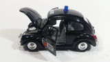 Sunnyside Superior Volkswagen Beetle Bug Police Highway Patrol SS5702 Black 1/43 Scale Pull Back Motorized Friction Toy Car Vehicle with Opening Hood and Doors