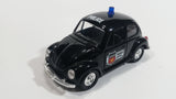 Sunnyside Superior Volkswagen Beetle Bug Police Highway Patrol SS5702 Black 1/43 Scale Pull Back Motorized Friction Toy Car Vehicle with Opening Hood and Doors