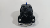 Sunnyside Superior Volkswagen Beetle Bug Police Highway Patrol SS5702 Black 1/43 Scale Pull Back Motorized Friction Toy Car Vehicle with Opening Hood and Doors