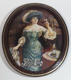 Vintage 1970s Pepsi Cola "Lady Gibson" Oval Brown Border Beverage Metal Serving Tray