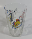 1990 Warner Bros. Looney Tunes Tweety Bird Sylvester The Cat Bugs Bunny Skiing Themed Cartoon Character 4" Tall Glass Cup TV Show Collectible