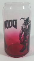 Doom Computer and Video Game Can Shaped Red and Clear 5 1/4" Tall Glass Cup