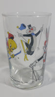 1990 Warner Bros. Looney Tunes Tweety Bird Sylvester The Cat Bugs Bunny Skiing Themed Cartoon Character 4" Tall Glass Cup TV Show Collectible