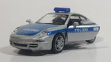 Welly Porsche 911 (997) Carrera S Police Cop Polizei 1/36 Scale Silver Grey Die Cast Motorized Friction Pullback Toy Car Vehicle with Opening Doors