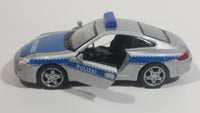 Welly Porsche 911 (997) Carrera S Police Cop Polizei 1/36 Scale Silver Grey Die Cast Motorized Friction Pullback Toy Car Vehicle with Opening Doors