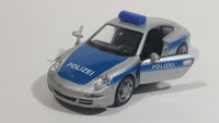 Welly Porsche 911 (997) Carrera S Police Cop Polizei 1/36 Scale Silver Grey Die Cast Motorized Friction Pullback Toy Car Vehicle with Opening Doors