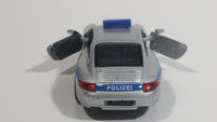 Welly Porsche 911 (997) Carrera S Police Cop Polizei 1/36 Scale Silver Grey Die Cast Motorized Friction Pullback Toy Car Vehicle with Opening Doors