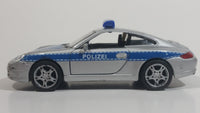 Welly Porsche 911 (997) Carrera S Police Cop Polizei 1/36 Scale Silver Grey Die Cast Motorized Friction Pullback Toy Car Vehicle with Opening Doors