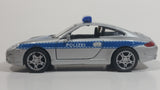 Welly Porsche 911 (997) Carrera S Police Cop Polizei 1/36 Scale Silver Grey Die Cast Motorized Friction Pullback Toy Car Vehicle with Opening Doors