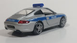 Welly Porsche 911 (997) Carrera S Police Cop Polizei 1/36 Scale Silver Grey Die Cast Motorized Friction Pullback Toy Car Vehicle with Opening Doors