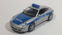 Welly Porsche 911 (997) Carrera S Police Cop Polizei 1/36 Scale Silver Grey Die Cast Motorized Friction Pullback Toy Car Vehicle with Opening Doors