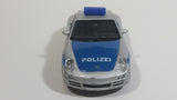 Welly Porsche 911 (997) Carrera S Police Cop Polizei 1/36 Scale Silver Grey Die Cast Motorized Friction Pullback Toy Car Vehicle with Opening Doors