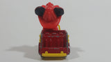 Vintage Tomy Walt Disney Production No. PD-2 Mickey Mouse Fireman Red and Yellow Plastic and Die Cast Metal Toy Car Fire Truck Firefighting Vehicle