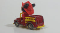 Vintage Tomy Walt Disney Production No. PD-2 Mickey Mouse Fireman Red and Yellow Plastic and Die Cast Metal Toy Car Fire Truck Firefighting Vehicle